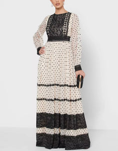 Mariam high quality O Neck polka Dot chiffon dress.