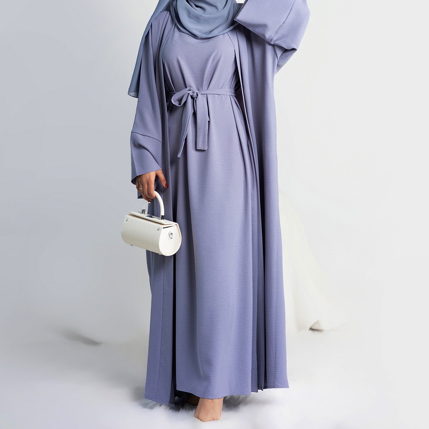 2 Piece Abaya Kimono Matching Muslim Set Ramadan Abayas