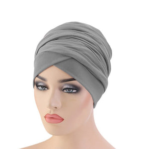 Women Muslim Long Tail Scarf Hat Turban