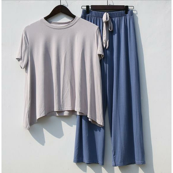 short sleeve two-piece set casual loose modal cotton pajamas