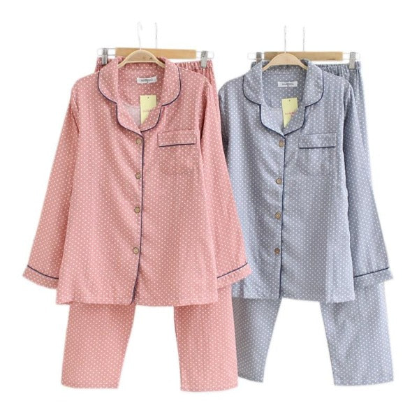 Polka Dot pajamas sets women 100% cotton