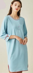 Shirtdress Ladies' Summer New Knitted Cotton Loose Comfy Sleepwear