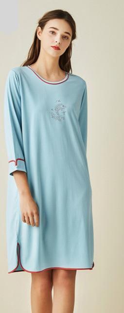 Shirtdress Ladies' Summer New Knitted Cotton Loose Comfy Sleepwear