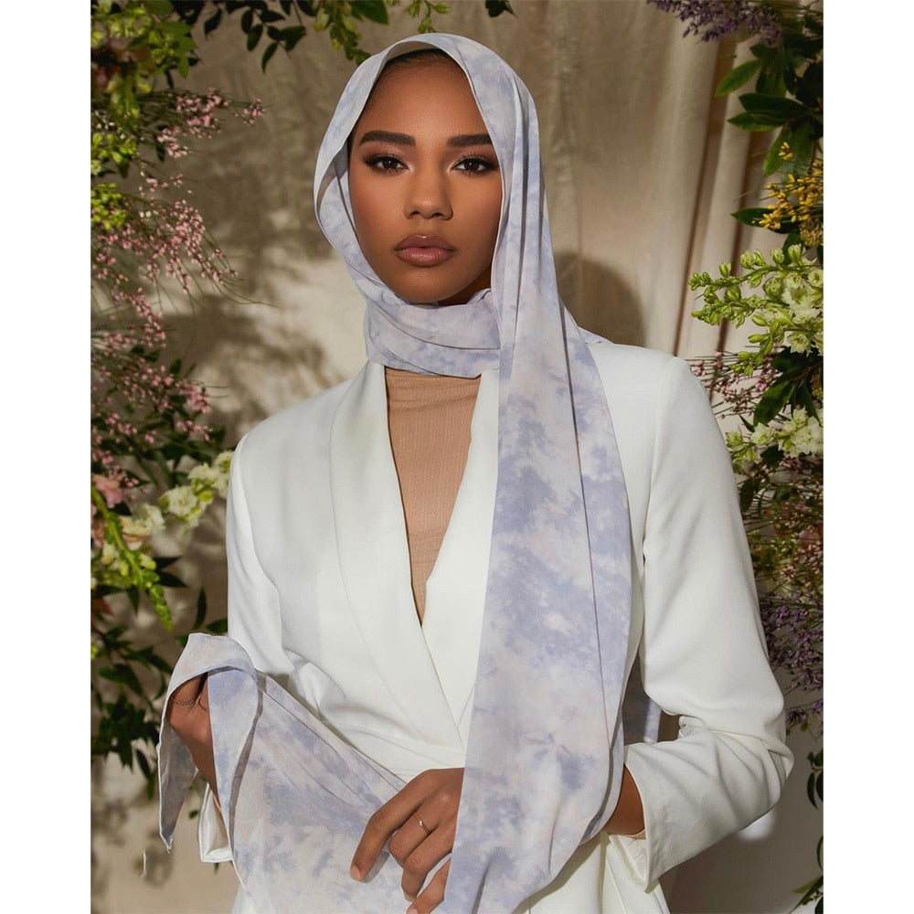 Tie Dye Chiffon Hijab Scarf Summer Headscar