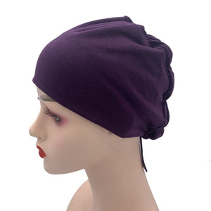 Elastic tie back jersey hijab under scarf caps soft cotton head wrap turban bonnet