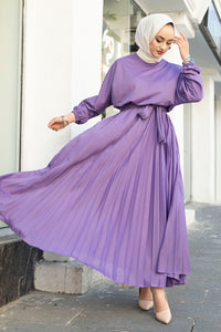 Pleated Dress Ramadan Muslim Hijab Dress Abayas for Women
