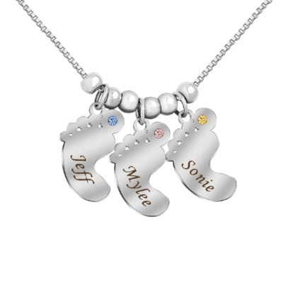 Personalized Baby Feet Pendant Necklace Free Engraving For Ladies Mother Daughter Gifts