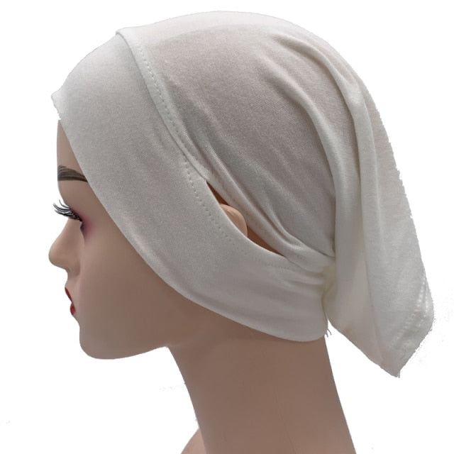 NEW Ear Hole Inner Hijabs Stretchy Cotton Muslim Turban Hat Female