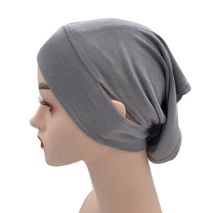NEW Ear Hole Inner Hijabs Stretchy Cotton Muslim Turban Hat Female