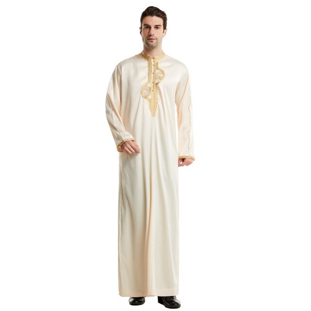 Muslim Men Jubba Thobe Islamic Clothing Stand Collar