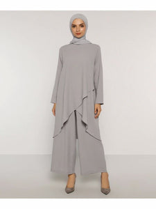 Tunic Pants 2 piece set Double Team Muslim fashion Muslim women wide leg pants suits tops