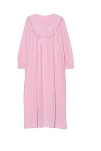 Nightgown Women Long Dress Cotton Embroidery
