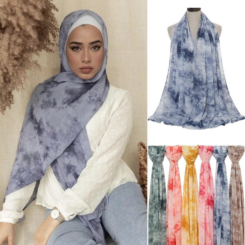 Newest Tie-Dye Printed Chiffon Scarf Hijab