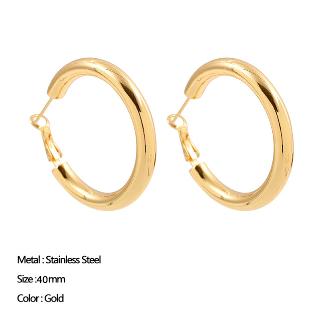 Classic Stainless Steel Ear Buckle for Women Trendy Gold Color