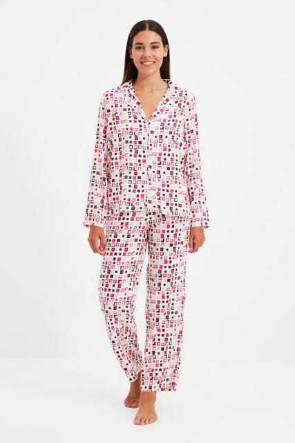 Retro Pattern Woven Pajamas set