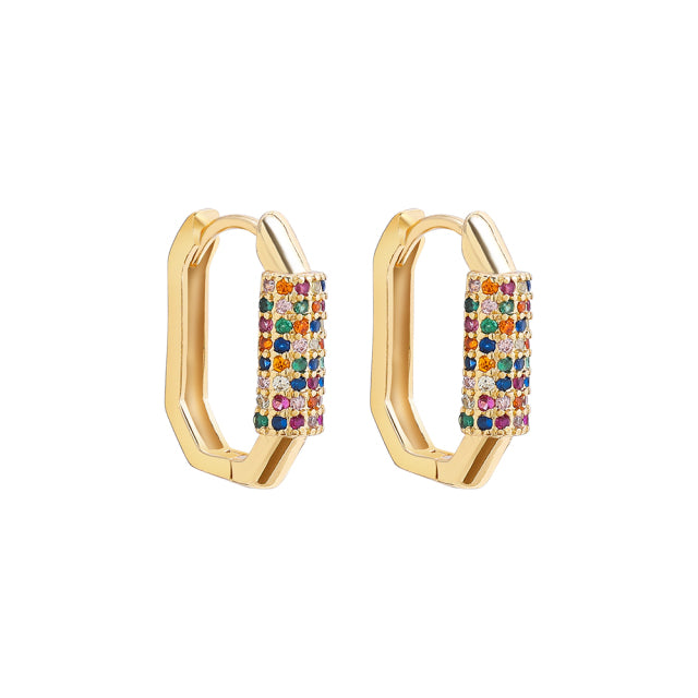 Fashion Colorful Crystal Small Hoop Earrings Clear